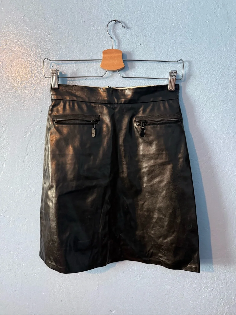 RARE! Patrik Ervell Runway Sample Black Faux Leather Mini Skirt